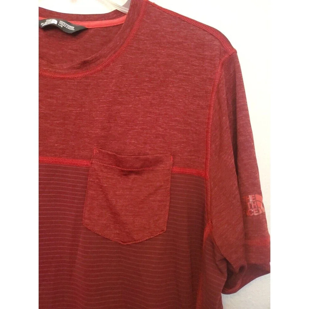 The North Face‎ T-shirt Flash Dry 100% Polyester Men's L Maroon Short Sleeve Tee - Picture 2 of 16